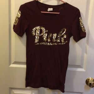 Burgundy PINK Victoria’s Secret sequined shirt